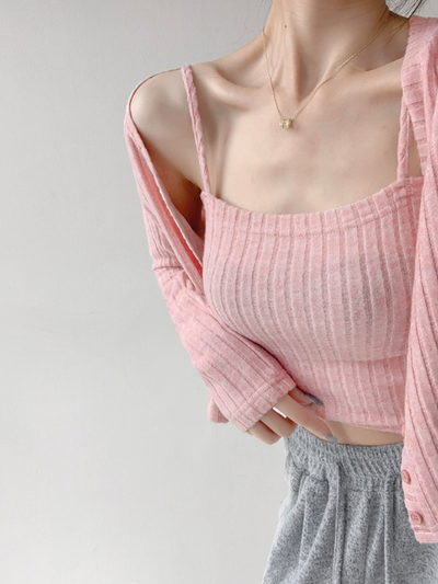short camisole cardigan 2 piece set