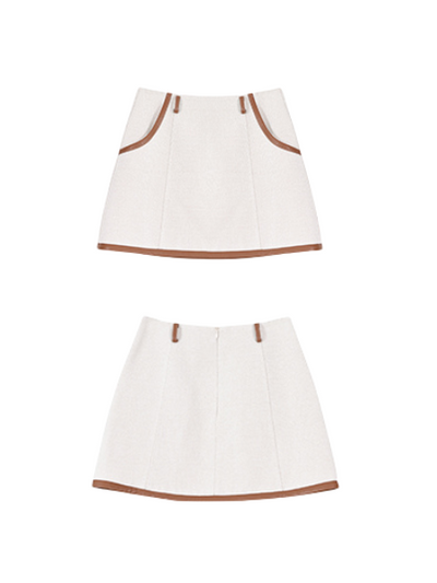 contrast color high waist mini skirt
