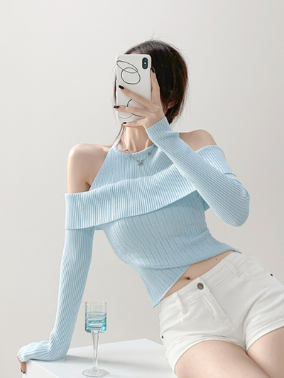 halter neck open shoulder tops