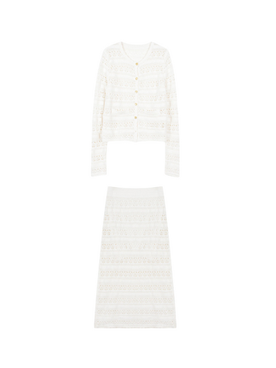 lace cardigan and tight skirt setup