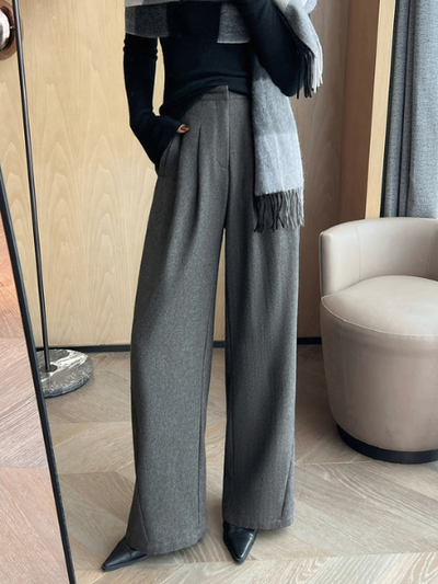 high waist gray wide leg pants