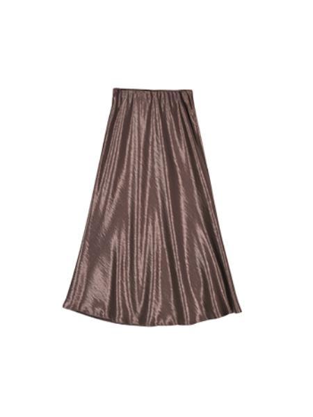 drape satin high waist long skirt
