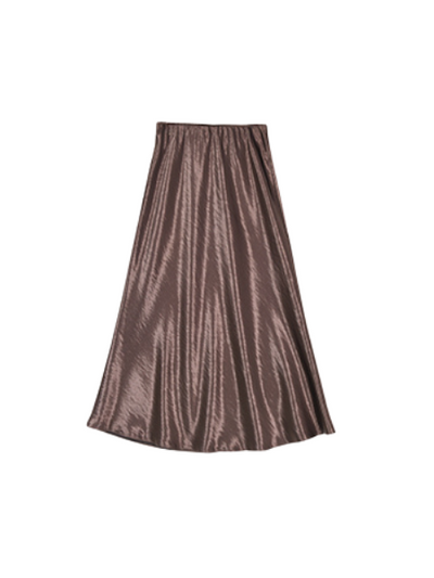 drape satin high waist long skirt