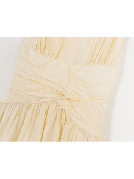 yellow sleeveless waist slim casual long one piece