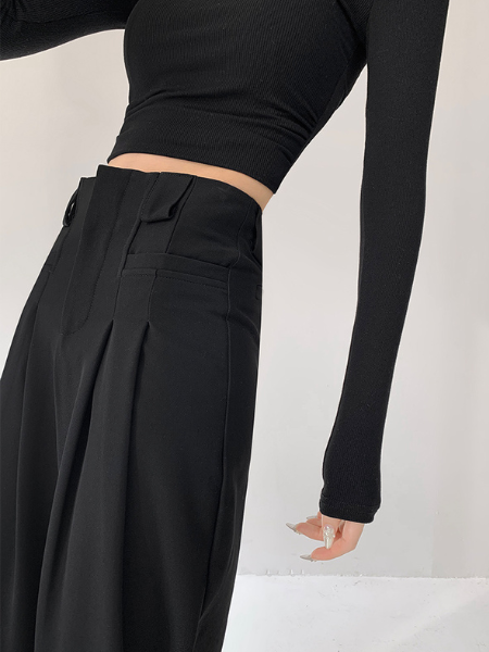 front pocket double tuck wide pants