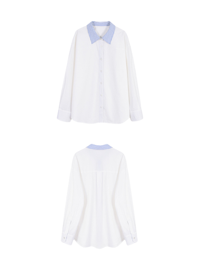 contrast cotton long sleeve shirt