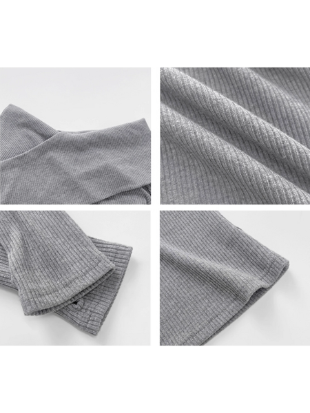cross shoulder slim fit long sleeve tops