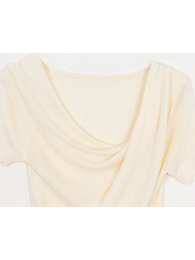 asymmetry drape short sleeve tops