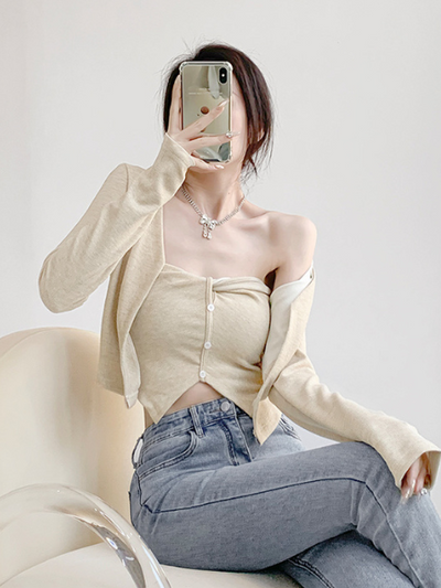tube top cardigan 2 piece set