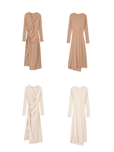 v neck cross long sleeve waist dress