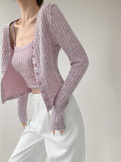 short camisole cardigan 2 piece set
