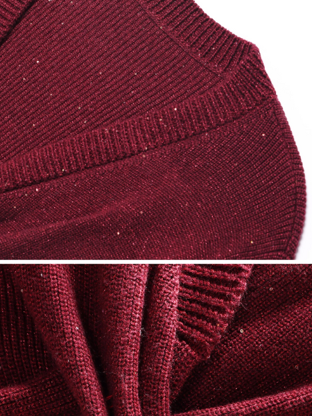 glitter v neck long sleeve cross tops