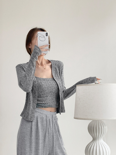 short camisole cardigan 2 piece set