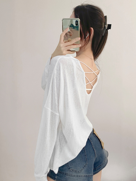 back cross sheer loose tops