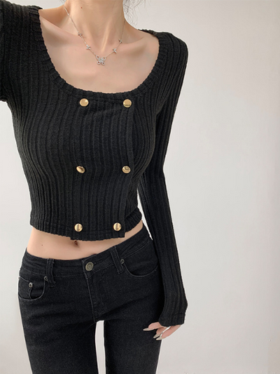 double breast slim fit short tops