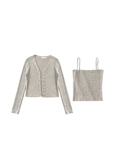 short camisole cardigan 2 piece set