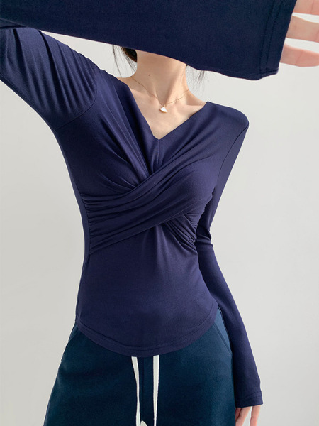 v neck cross short tops