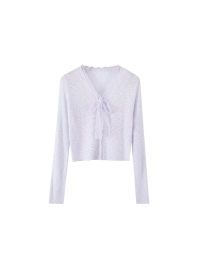 lace ribbon short cardigan