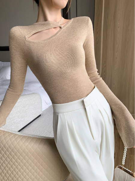 slim fit front open tops