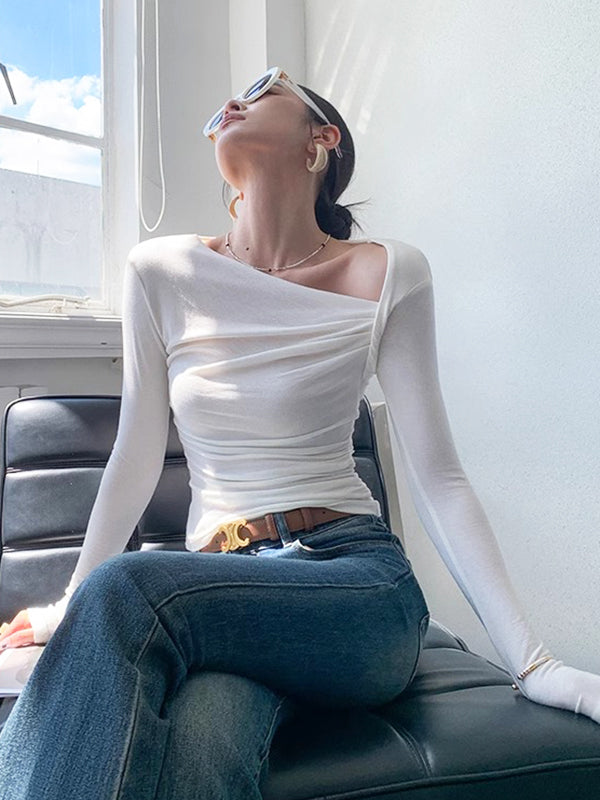 asymmetry fit long sleeve tops