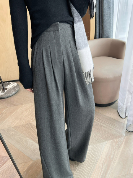 high waist gray wide leg pants
