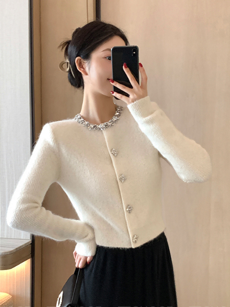 bijou white sweater cardigan