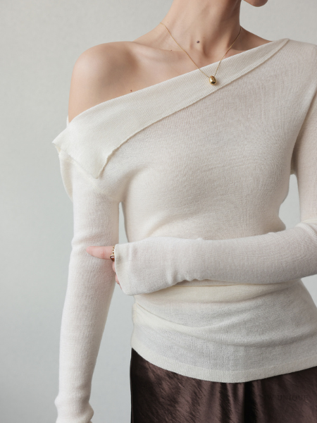 one shoulder turn back tops