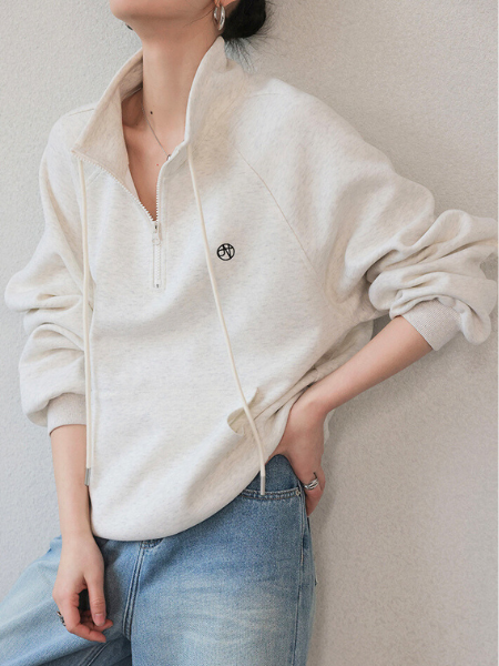 half zip casual sweatshirt