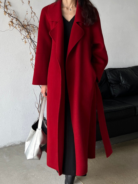 red wool long coat