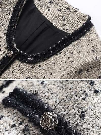 dot sequin short tweed jacket