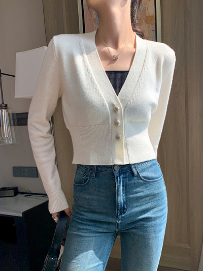 v neck white cardigan