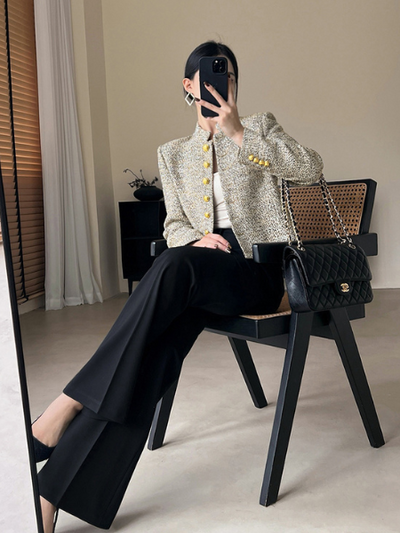 slim flare tuck pants