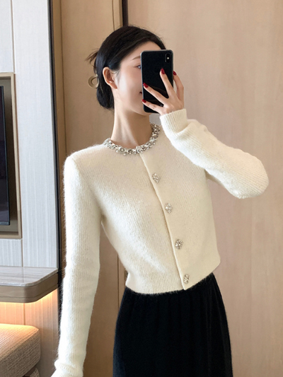 bijou white sweater cardigan