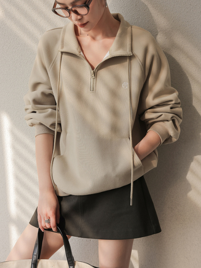 half zip casual sweatshirt