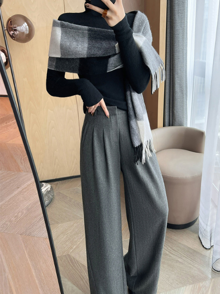 high waist gray wide leg pants