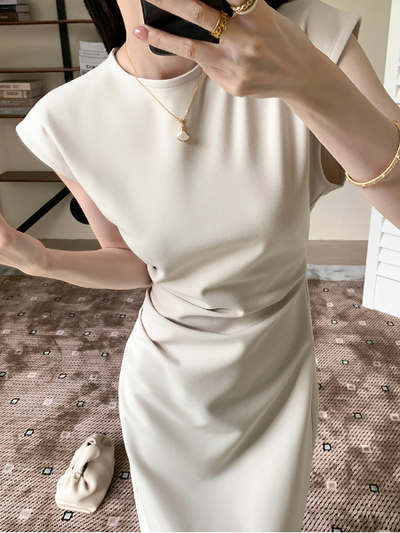 french sleeve drape tight dress