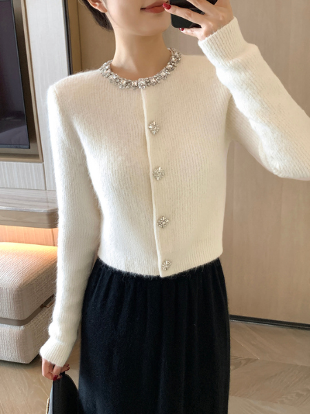 bijou white sweater cardigan