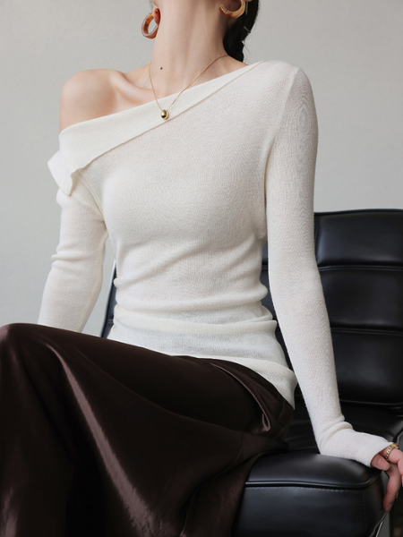 one shoulder turn back tops