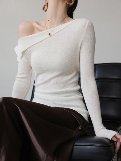one shoulder turn back tops