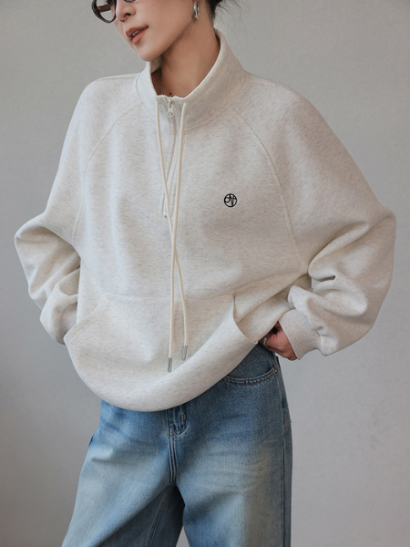 half zip casual sweatshirt