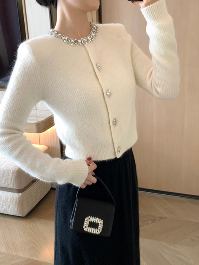 bijou white sweater cardigan