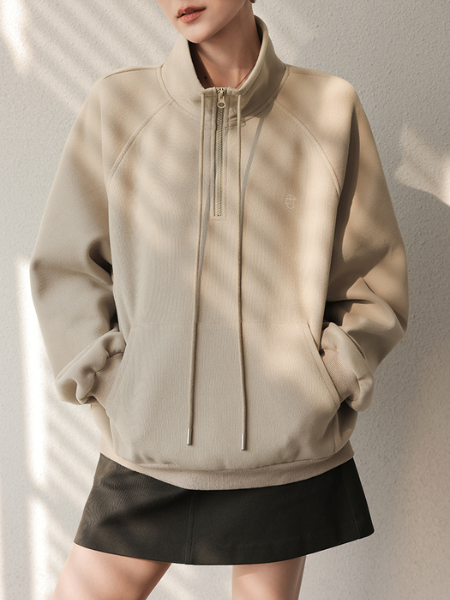 half zip casual sweatshirt