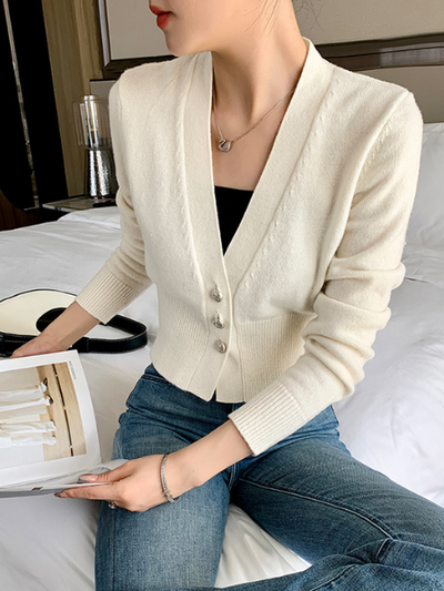 v neck white cardigan