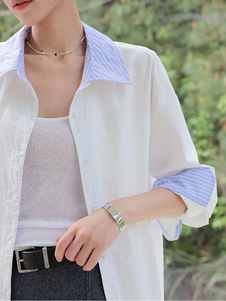 contrast cotton long sleeve shirt