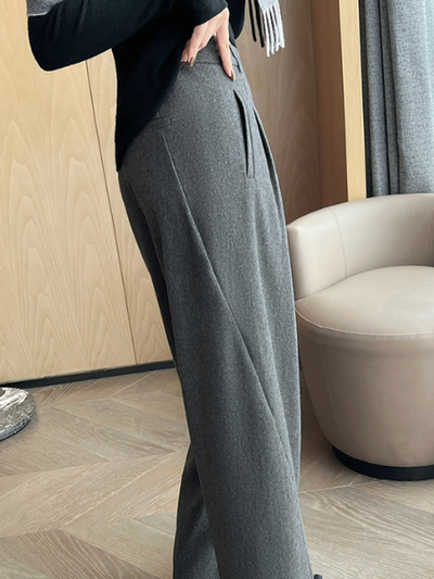high waist gray wide leg pants