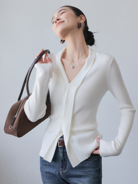 v neck long sleeve design sweater