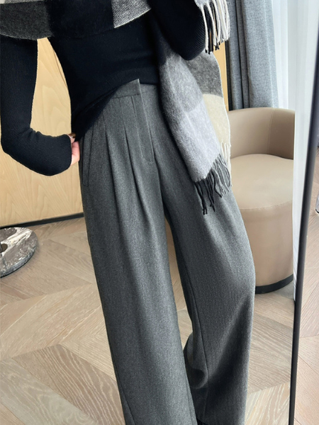 high waist gray wide leg pants