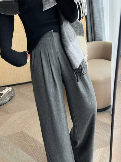 high waist gray wide leg pants