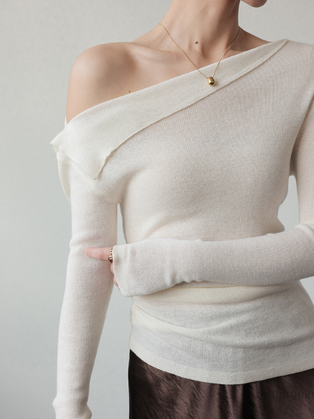 one shoulder turn back tops