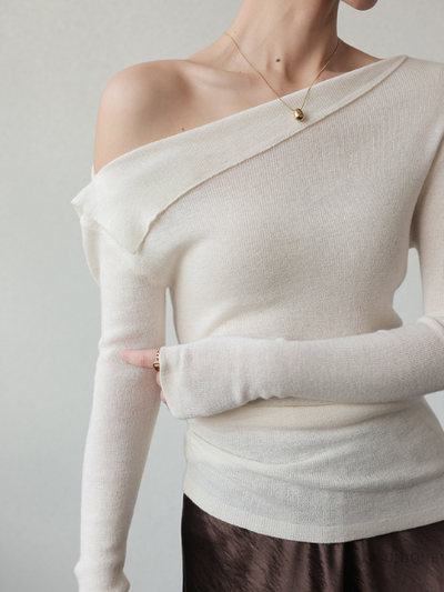 one shoulder turn back tops